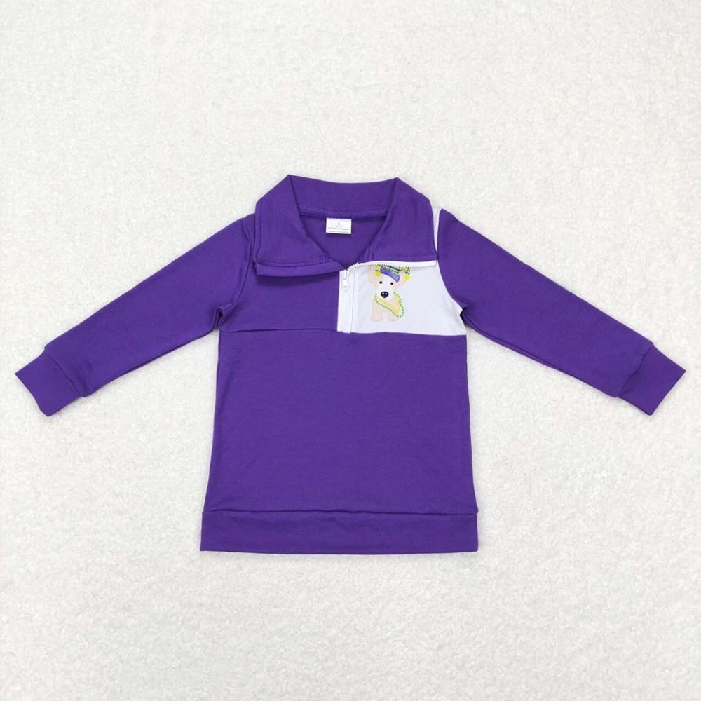 Boys Mardi Gras Dogs Zip Pullovers Tops